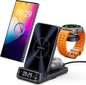S10025 Swanscout Wireless Charging Station For Samsung 3 In 1 Charger Techno Grey