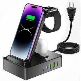 100w Tacelary 786895378287 8 In 1 Wireless Charging Station Usb C 2 Ports Aluminum Alloy Cell Pho