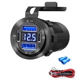 001-01 Tailinwen 12v Usb Charger With 4 Ports Upgraded Aluminum Alloy Car Outlet Led Vol