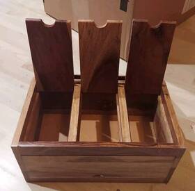 10679 Target Pecan Brown Wooden Multi-device Charging Station Box Only No Cords