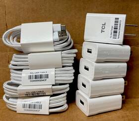 Qc13us Tcl A Lot Of 5 New White Travel Charger Wall Adapter - And Usb-c Cables