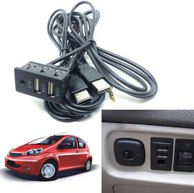 Teamwill 445033946926 Car Dash Flush Mount Aux Usb Port 1.5m Panel Dual Extension Cable Adapter