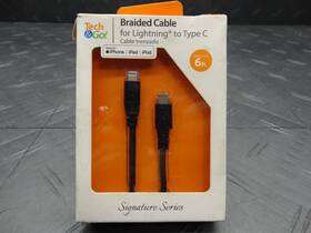 1319 Tech And Go 131 Tg3 6ft Braided Cable For Lightning Mfi-certified To Usb-c