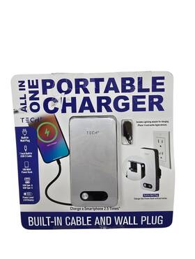 Tpb8100ac10k Tech Squared 855526007039 Mah Power Bank Built-in Wall Plug Ob
