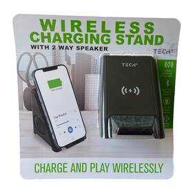 Tbt2701 Tech Squared Wireless Charging Stand With 2 Way Speaker Black