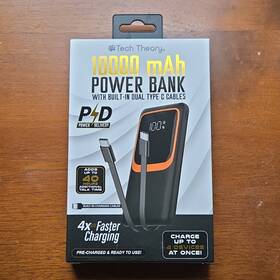 Tt-10kpbwc-01 Tech Theory 10000mah Power Bank Dual Usb-c Led Fast Charge Black Orange Tt-10kp