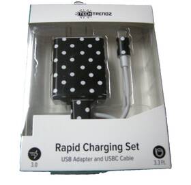 Tech Trenoz 783515442861 Rapid Charging Set Usb Adapter And Usbc Cable Type C Brand New