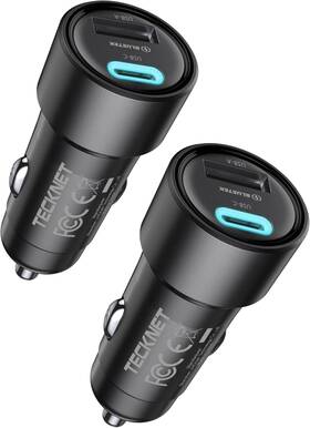 Tk-ch003 Tecknet Usb C Car Charger 2pack 48w 2-port Cigarette Lighter Fast Black