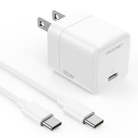 Tk-pc018 Tecknet Usb C Charger 30w Gan Fast With Foldable Plug And 3 Ft T
