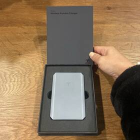 2048596-00-a Tesla Matte Gray Wireless Portable Phone Charger. Charges Ontesla Charging Pad