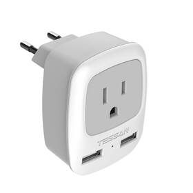 Ts-ap2u-eu Tessan European Travel Plug Adapter Europe Power Adaptor With 2 Usb Ports I
