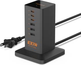 Ts-cs06-us-bk Tessan 100w Tower Charger For Multiple Devices Desktop With 6 Usb Port Charging Station