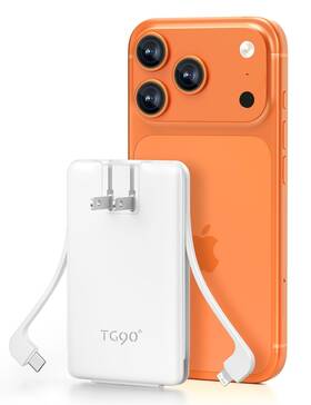 Tg90 Tg90° 755752186808 5000mah Small Portable Charger Built In Ac Wall Plug And Cables Card