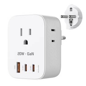 Xr-etu1a2c20 Thinkbee European Travel Plug Adapter Gan 20w Type E/f Power With 3 Ac