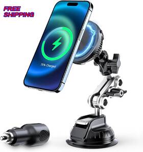 Kt05039bc-amz2 This Hill 15w Magnetic Wireless Car Charger Mount Compatible With Magsafe Phone