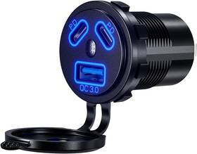 188210 Thlevel 12v Type C Usb Outlet Quick Car Charger Socket Dual Port Fast