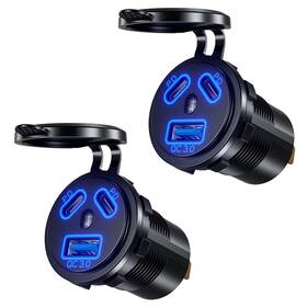 188233 Thlevel 12v Type C Usb Outlet Quick Car Charger Socket Dual Port Fast