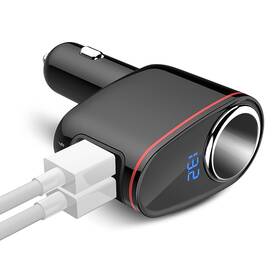 S-06a Timloon 100w Cigarette Lighter Socket Splitter Car Charger Adapter Dual Usb Quick C