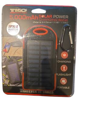 Tko 194162005840 5000mah Dual Usb Waterproof Solar Power Bank Battery Charger New Sealed