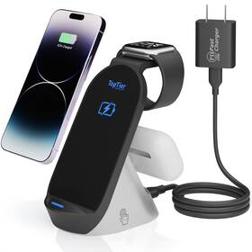 Toptier 195893410040 3 In 1 Wireless Charging Station Dock 20w Total Power Output