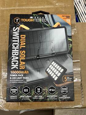 Tt-pbw-sb1 Toughtested 10000 Mah Dual-solar-panel Switchback Power Bank
