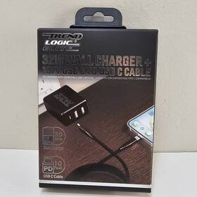 Trend Logic Elite 810016093923 32 Watt Usb And Usb-c Wall Charger 10 -ft Cable Black Nib