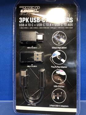 Tl1767 Trend Logic Elite 3pk Usb-c Adapters A To C Aux New In Package