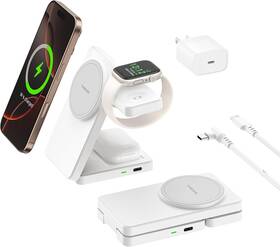 Tb-002 Tribone 3 In 1 Charging Station For Iphone 16/15/14/13/12 Series Wireless White Grey