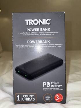 Tronic 052916679340 10000mah Power Bank Usb-c Fast Charging Portable Charger Led Battery