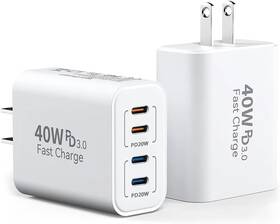 Xhd-pd40w01 Tt&c 40w Usb Charging Block 4 Ports Type Wall Plug Fast White 2pack