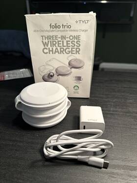 Tylt 843257101805 3 In 1 Magsafe Folio Trio 15w Wireless Charger For Iphone Apple Watch And Airpods