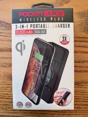 7449 Tzumi Pocket Juice Wireless Plus - 3 In 1 Portable Charger 0- 10 000 Mah Usb