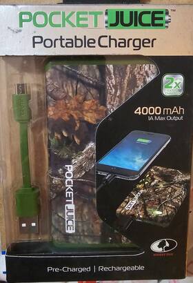 Tzumi 817243039632 Pocket Juice Camouflage Mossy Oak Power Bank Portable Charger 4000 Mah