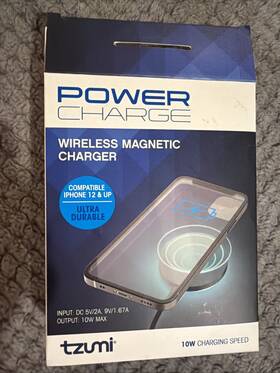 Tzumi 841351183406 Wireless Magnetic Charger.model 8340input 5v2a-output 10w/7.5w/5w