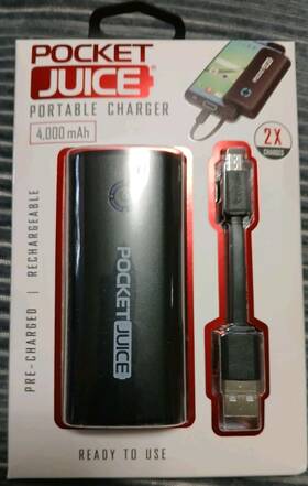 Pj4k Tzumi Pocket Juice Power Bank Portable Charger 4000 Mah Black Or Camo Precharged