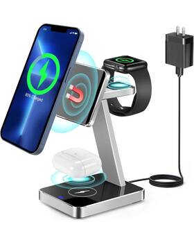 Amk-ms01 U-good Aluminum Alloy 3 In 1 Magnetic Wireless Charger 15w Fast Charging