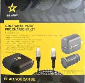 Pd20w-4in1 U.s. Army Rugged 4-in-1 20w Fast Charge Kit With 4ft Usb-c Cable Case