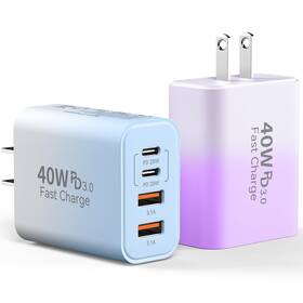 Ubearkk Xhd-4510 Usb C Charger Block 2pack 40w 4 Ports Type Fast Phone Gradient Purple Blue