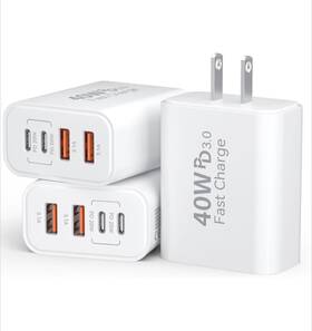 Xhd-4517 Ubearkk Usb C Charger Block 3pack 40w 4 Ports Type Fast Phone 3.0 Plug Qc A