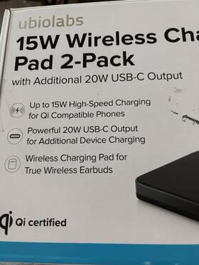 1999444 Ubio Labs 15w Wireless Charging Pad 2-pack 20w Usb-c Output Brand New Sealed
