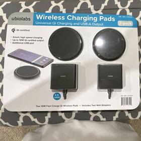 Wcb230e Ubio Labs Wireless Charging Pads 2-pack Qi Fast Charge Usb-a Output 6 Ft Cable