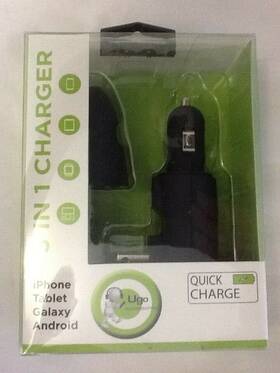 Ugo 798426112116 2 3-in-1 Car Dc Home Wall Travel Charger Iphone Samsung Android Galaxy Tablet