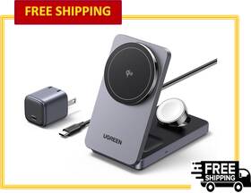 45024 Ugreen Magflow Qi2 15w 3-in-1 Foldable Fast Charging Station For Iphone