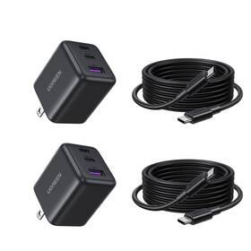 75455 Ugreen 2 Pack 30w Charger For Iphone 17 Fast Charging 3 Port Gan Matt Black
