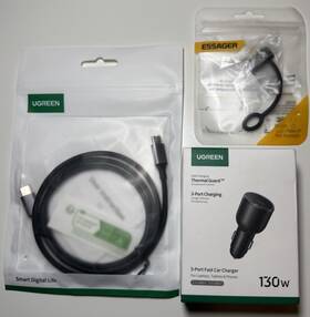 Ugreen 850050704461 - 130w 3-port Usb Car Charger With Usb-c Cable And Adapter New