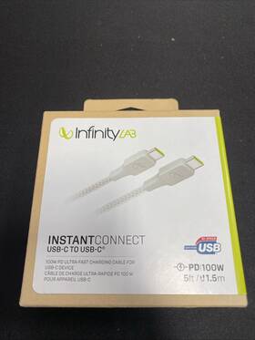100w Ultra 050667378851 Infinity Lab Instant C To Pd Fast Charging Cable 5ft White