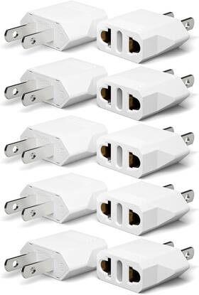 17-v9gb-t4lc  Unidapt 10-pack Eu To Us Plug Adapter Type A 125-250v Copper Pins Travel Converter