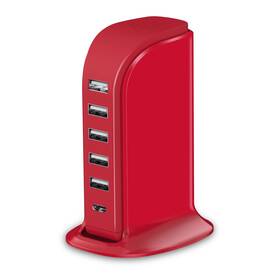Y006red Upoy Usb Phone Charger 6 Ports 40w Type C Wall Smart 6a Charging Tower