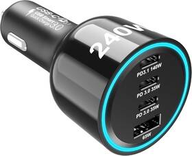 Bk-205c Urvns 240w Usb C Car Charger Super Fast Charging 4-ports Pd3.1 Black