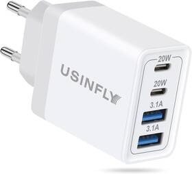 H8d22ac Usinfly European Travel Plug Adapter 40w 4-port Usb C Wall Charger Type White